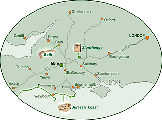 Location of Castleton House Bed & Breakfast, Mere, Wiltshire / Somerset border