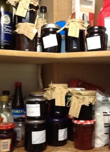 Jams and preserves stored in the larder
